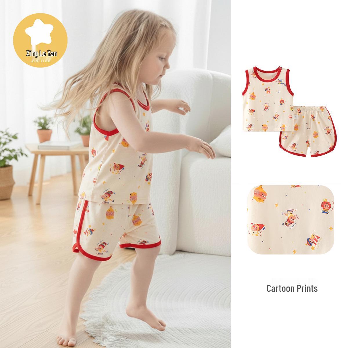 Children s 2026 Summer Breathable Vest Set - Cool & Casual Print 80