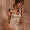 Sexy Retro Jacquard Strap Cheongsam Uniform Temptation Perspective Sex Underwear Stand-up Collar Buckle