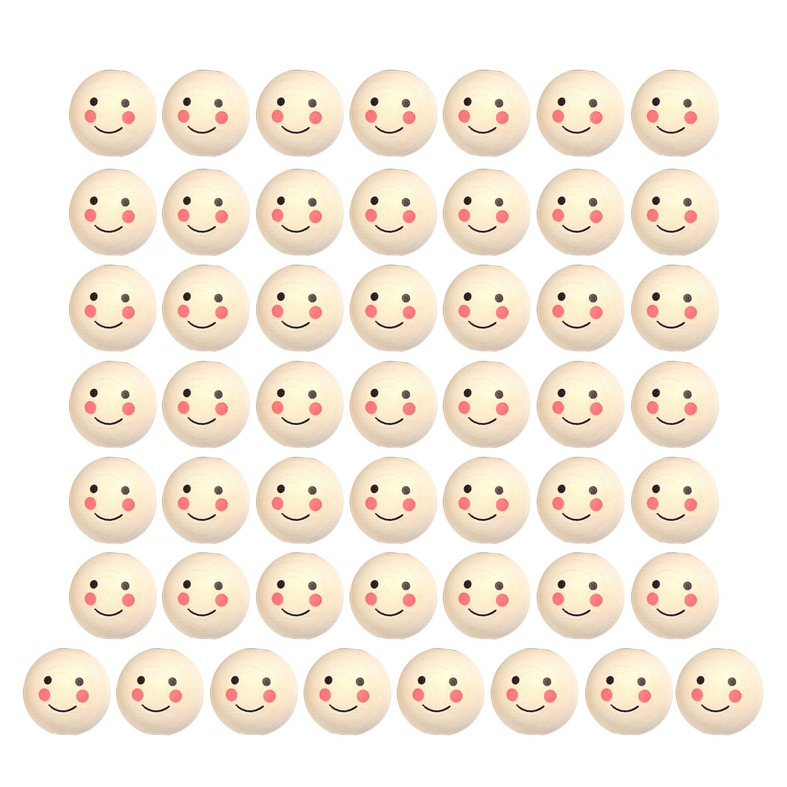 

50 шт. Голова ляльки Дерев яні намистини Обличчя Ювелірні вироби DIY Дитяче бісероплетіння Намистини з посмішкою Вільні Круглі Дерев яні Ремесло Намистини для Дитячого садка 6