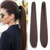 Straight Hair Ponytail Wig with Small Claw Clip - Natural High Ponytail with Braid Simulation