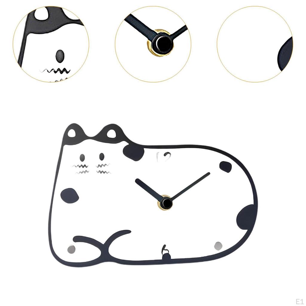 Cat Desk Clock Table Home Decor Time Quiet Movement Acrylic Decoration for Office