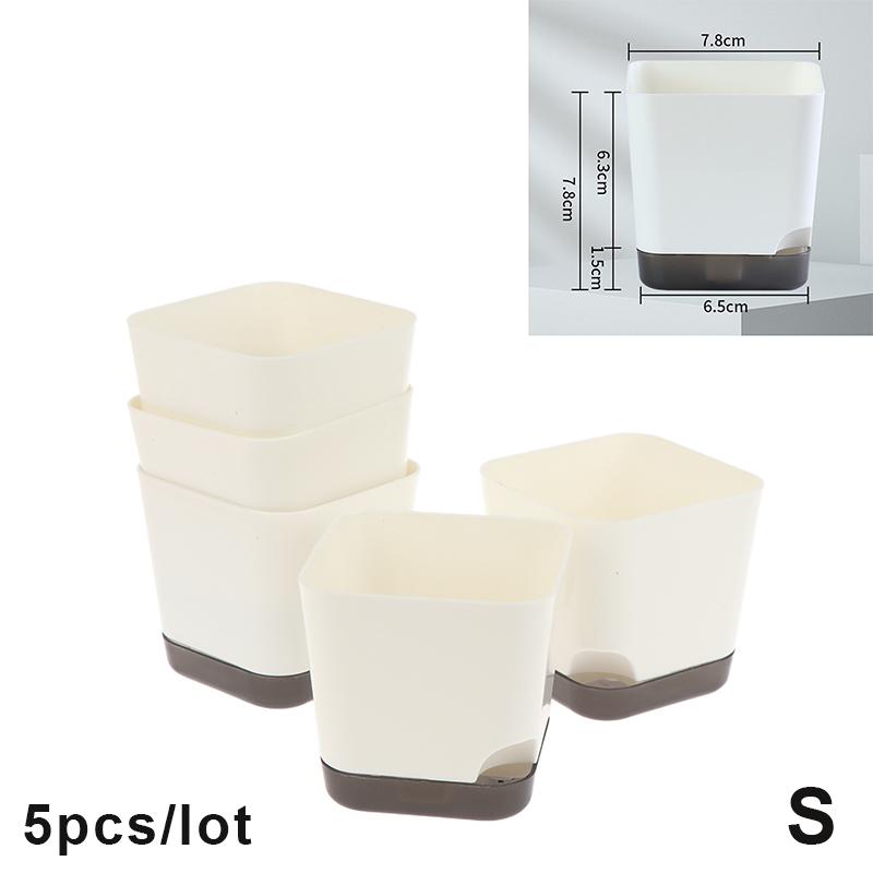 5 Stück Pflanztöpfe Selbstbewässernde Blumentöpfe Selbstbewässernde Pflanzgefäße Mit Abflussloch Transparente Untertasse Reservoir Für Zimmer-Sukkulenten