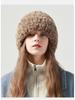 Women's Large Head Circumference White Knitted Wool Beanie - Fluffy, Warm, and Face-Slimming for Autumn and Winter