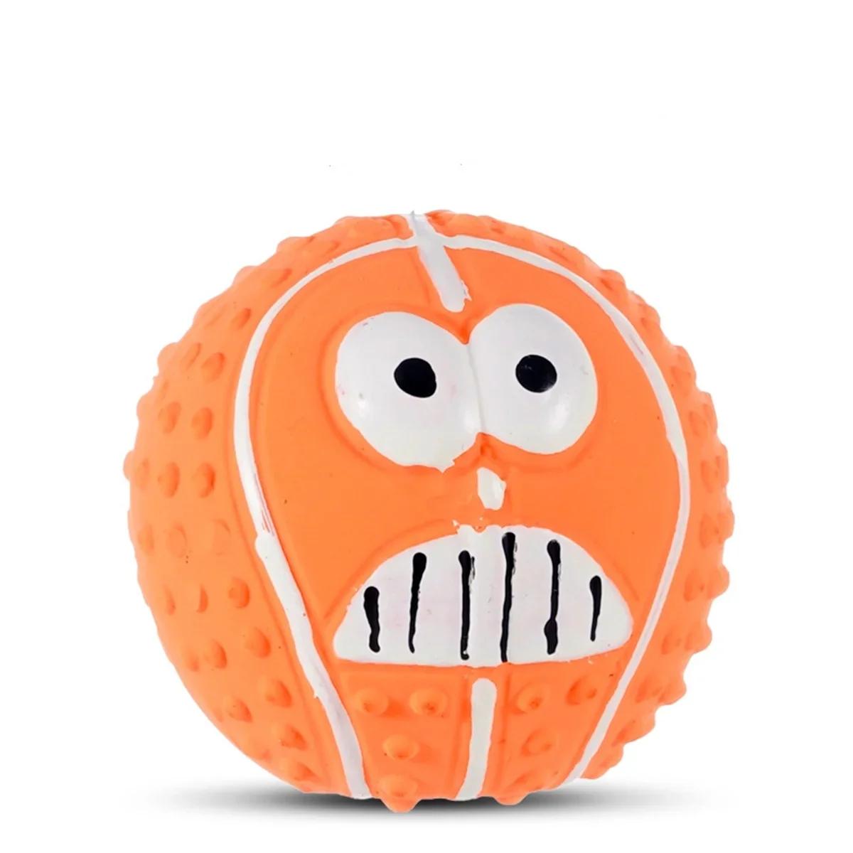 

Интерактивный мяч игрушка для собак для агрессивных грызунов тренировка декомпрессия устойчивый к укусам забавная морда пищалка резиновая игрушка для собак товары для питомцев оранжевый