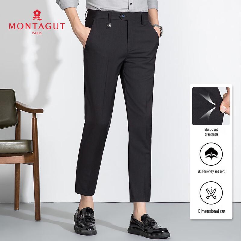 

MONTAGUT Men s Easy-Care Elastic Breathable Cropped Casual Pants 36