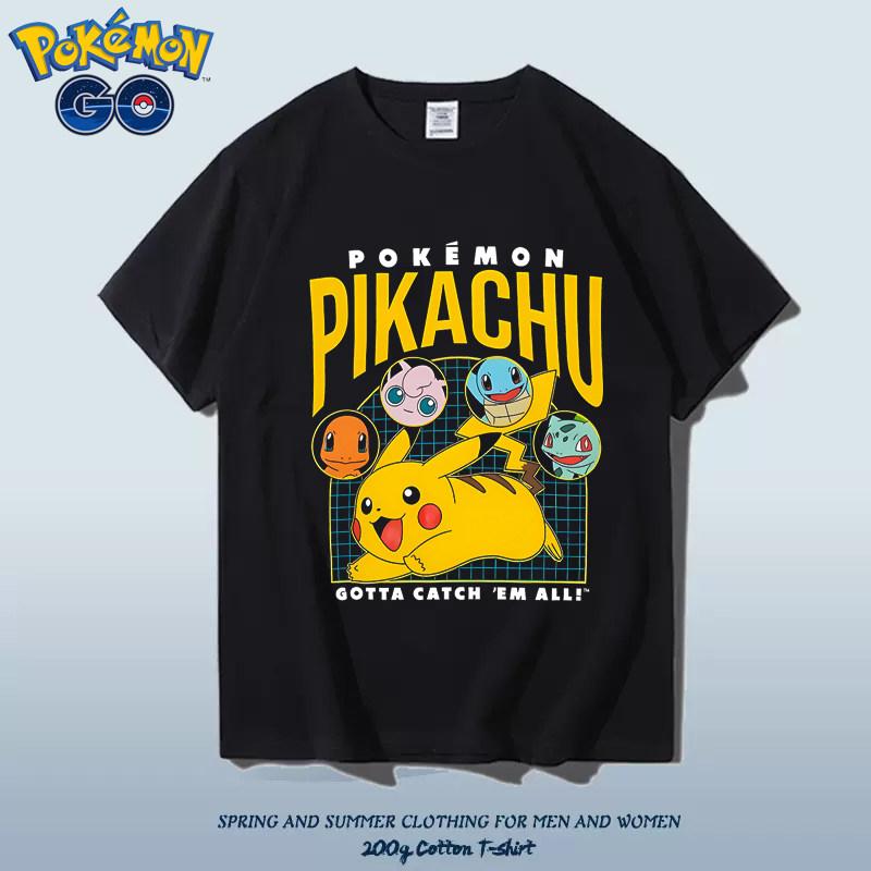 Mens and womens anime print Pok é mon Johnny Turtle Pikachu Elf Pok é mon student short sleeved tshirt 4XL