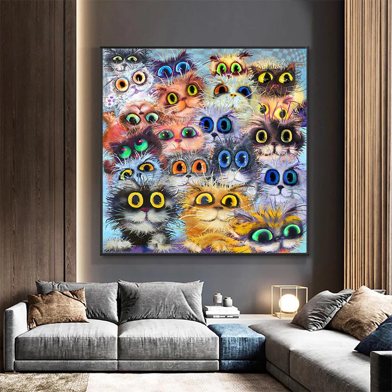 Modern Colorful Cute Cats Eyes Open Canvas Paintings Posters and Prints Wall Art Picture for Living Room Home Decoration Cuadros