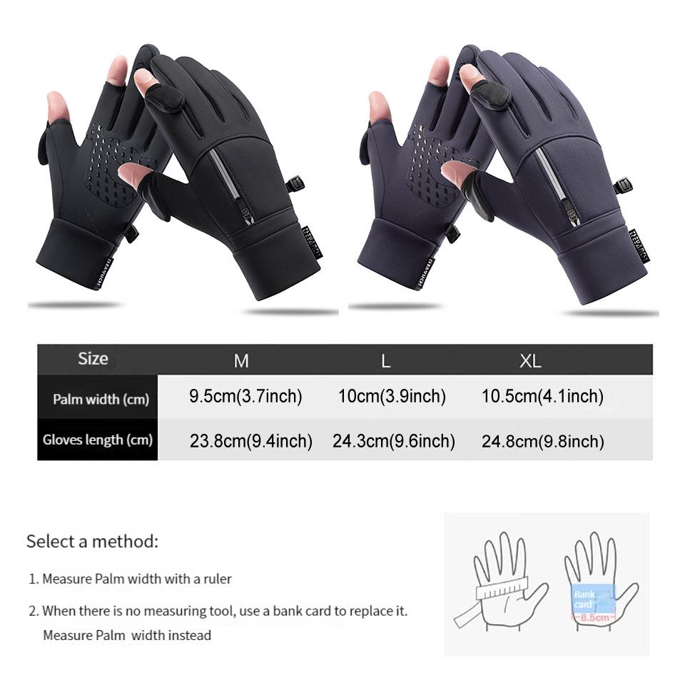 Loogdeel Skiing Gloves Two-Finger Cut Waterproof Warm Touch Screen Non-Slip for Snowboard Snow Skiing Outdoor Sports Men