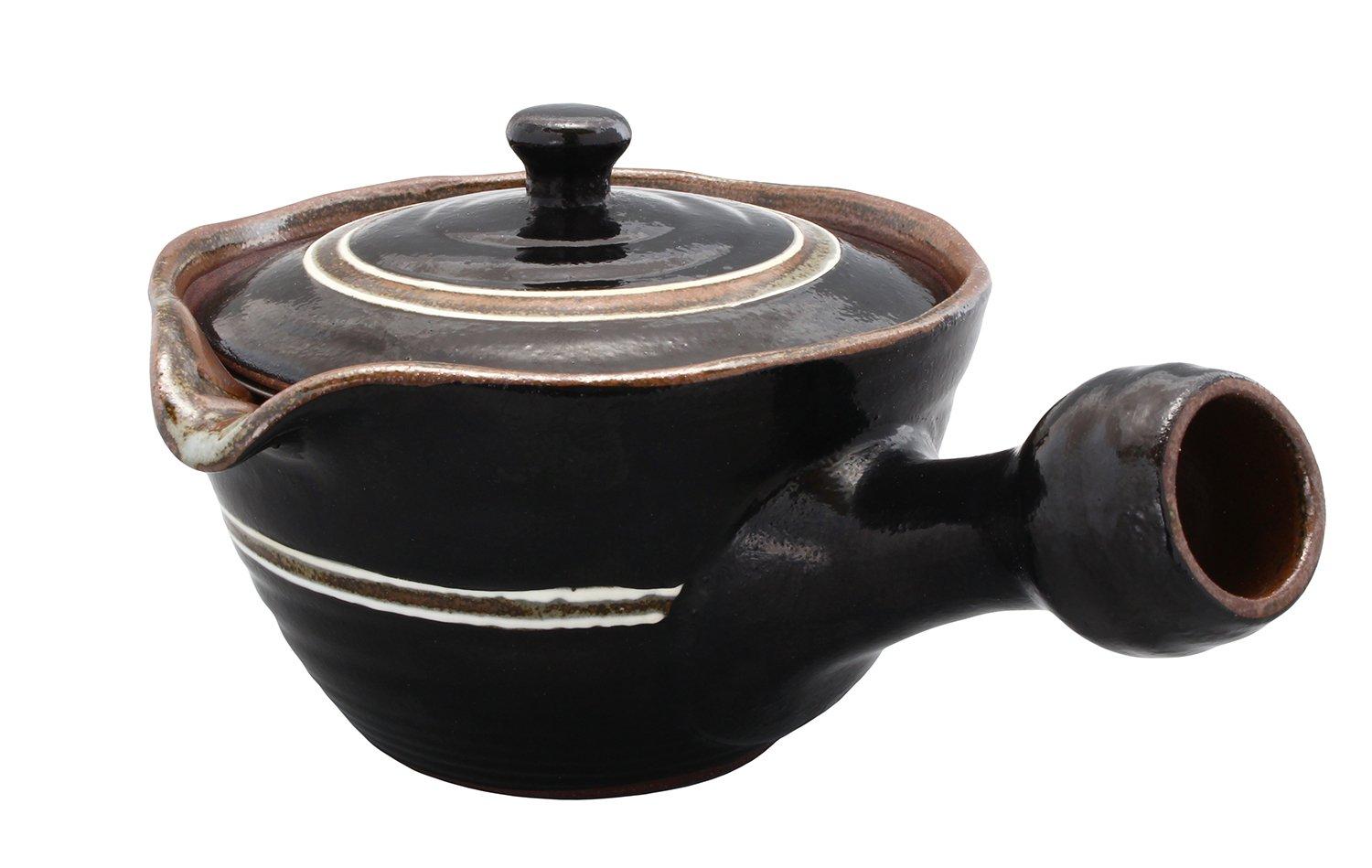 

Hasami ware Fukushogama Ichinen line teapot (with strainer), black, 04-041