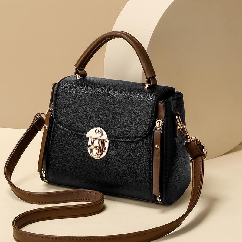 Vintage Versatile Lock Clasp Shoulder Bag Large Capacity Pu Leather Handbag Trendy Casual Simple Tote Bags For Women Gifts