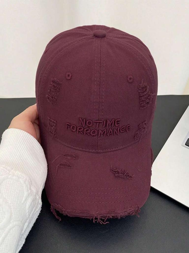 Distressed Letter Embroidered Baseball Cap For Women Oversized Wide Brim Soft Top Sun Hat