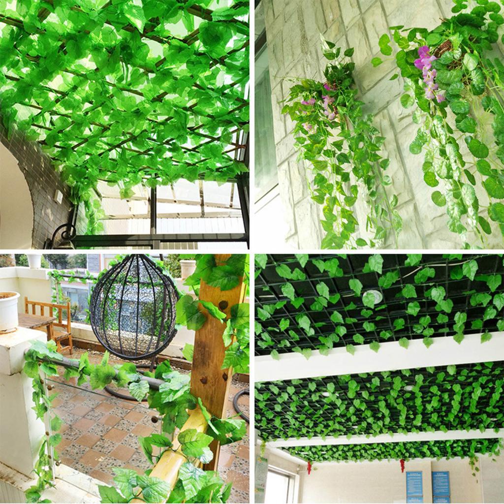 Versatile Ivy Leaf Garland Silk+Plastic Material Fake Vines for Swings, Balconies, and Wall Hangings