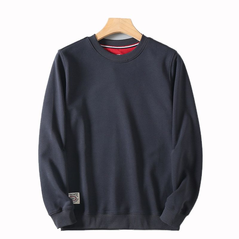 Men's Export Surplus Spring and Autumn Terry Cotton Crewneck Sweatshirt, Solid Color Casual Sports Long-Sleeve Top
