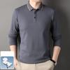 Cotton Men's Solid Color T-shirt Long Sleeve New Middle-aged and Elderly Men's Father Polo Shirt Leisure Autumn Top