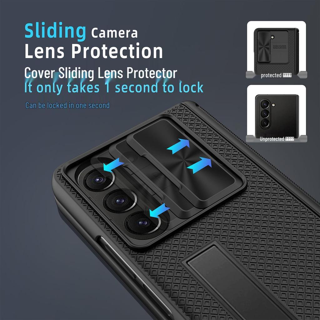 Plaid Leather Phone Case with Invisible Stand for Samsung Z Fold5