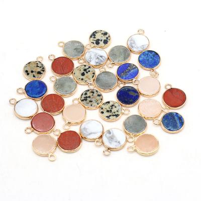 5Pcs, Reiki Healing Crystal Pendant, Mini Round Natural Stone Lapis Lazuli Gems Charms for DIY Women Men Necklace Earring Accessories, Jewelry Making