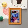 Decorative Fridge Magnets Oil Painting Cat Refrigerator Magnet, Wooden Frame Black Pattern Magnet Decor Theme Retro Rectangle Magnetic Decoration Home