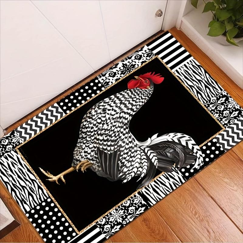 VIKAMA Black And White Chicken Print Rug Soft And Comfortable Living Room And Bedroom Decorative Rug Home Decoration