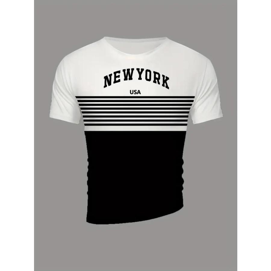 Men Striped T Shirt Tee Shirt Short Sleeve O-Neck TShirt Vintage Casual Large Size T-Shirts Men’s