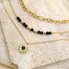 Women's Luxurious Layered Necklace with Black Bead and Sun Pendant – Versatile Three-Layer Design
