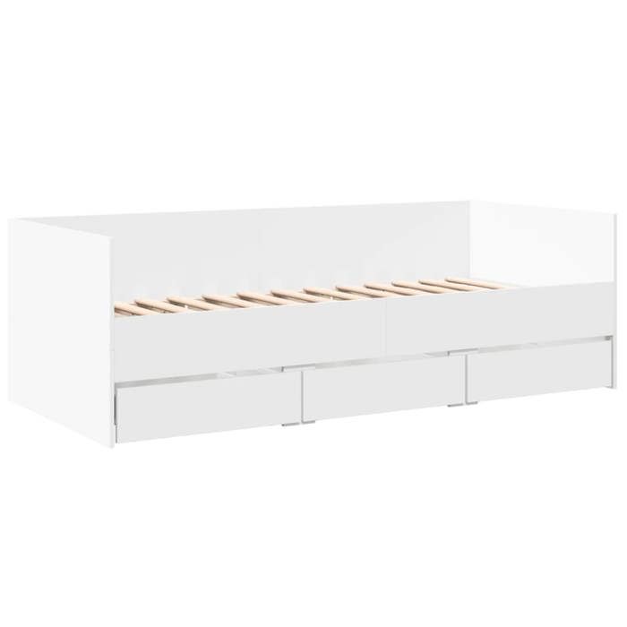 VidaXL Daybed with Drawers, Sofa Bed with Storage, Guest Bed, Living Room Bedroom Furniture, Modern, White 3280811