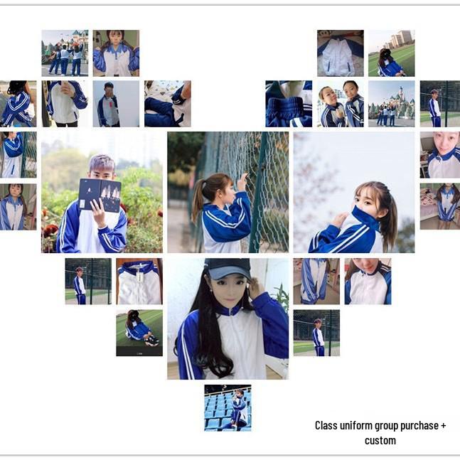 Blue and White School Uniform Sportswear for Junior High and High School Students