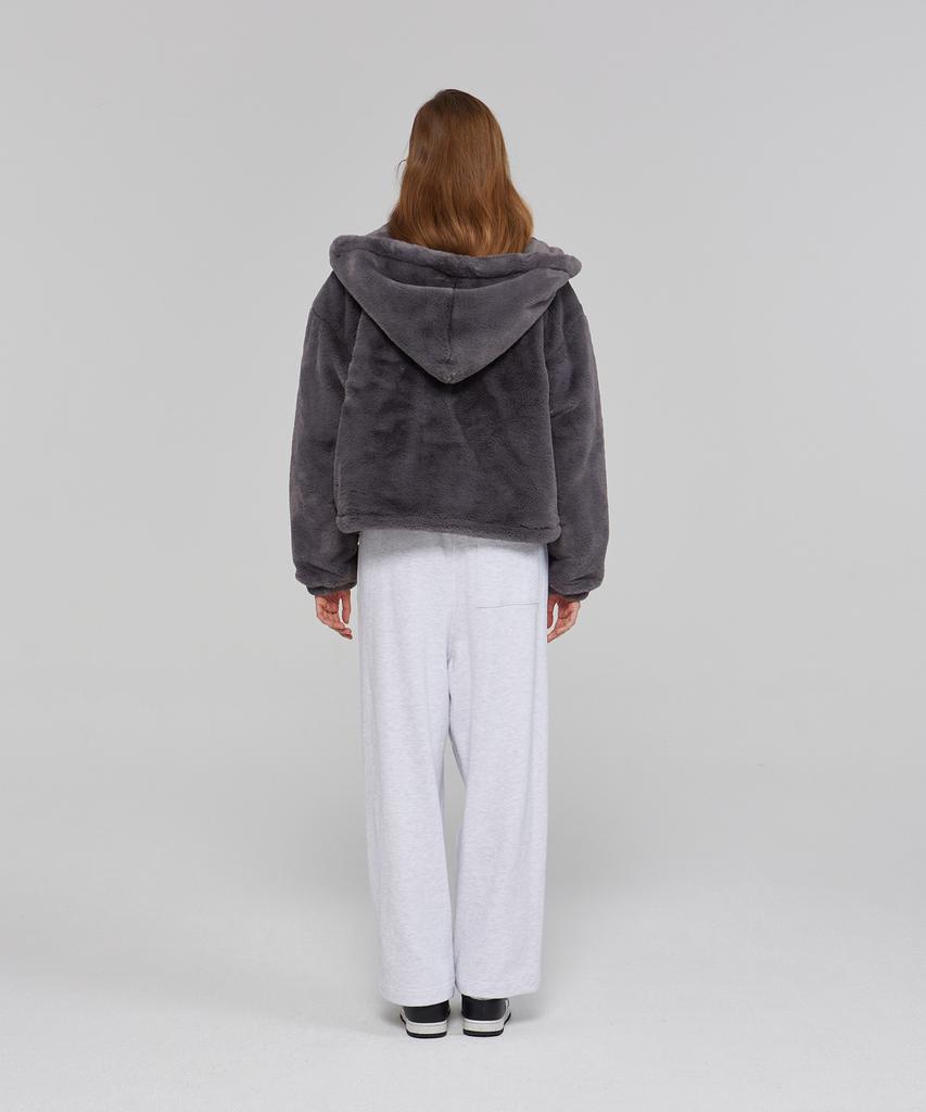 Awesome Studio Women'S Mink Fur Hooded Jumper Charcoal