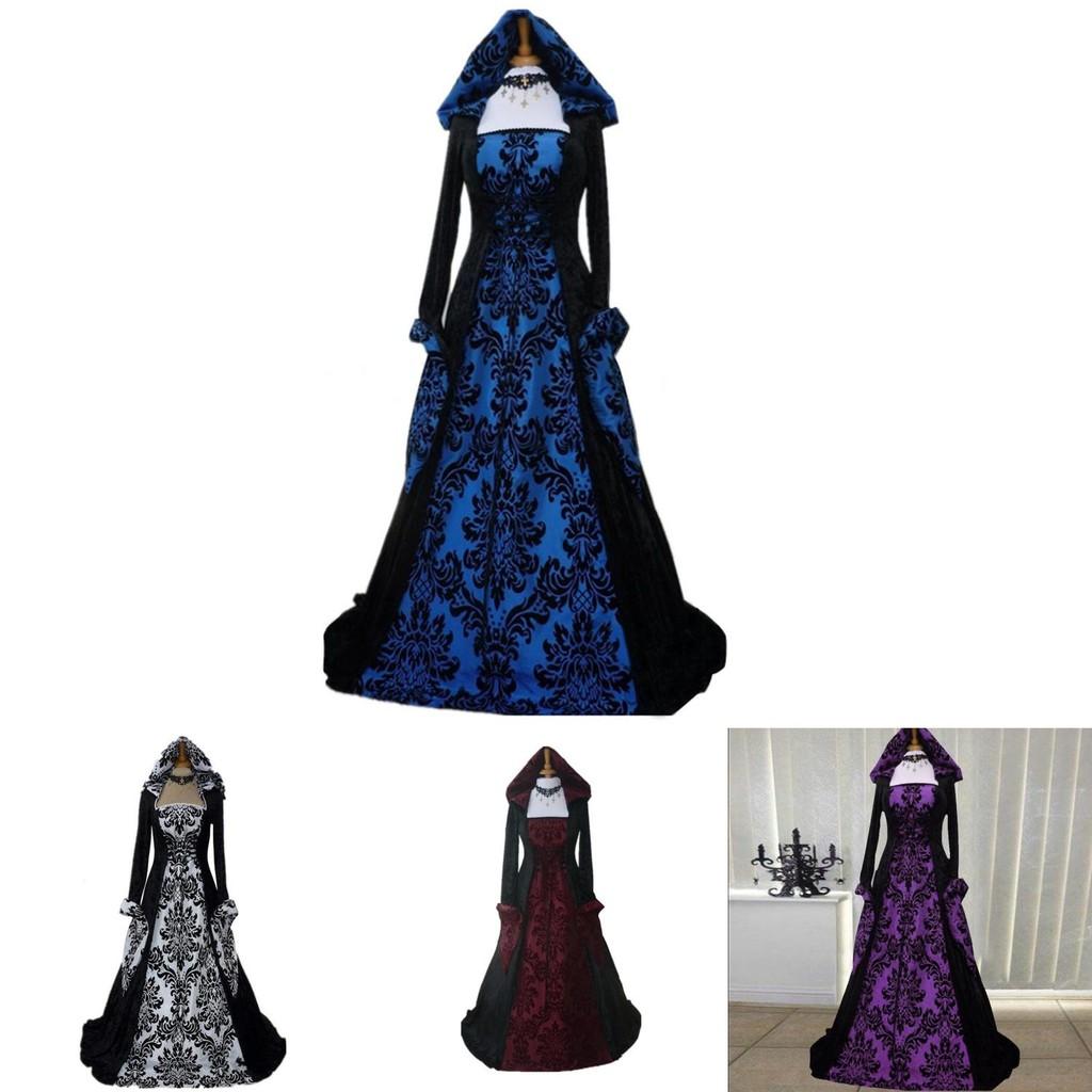 Medieval Renaissance Dress For Women In Milk Silk With 3d Pattern For Stage Performance