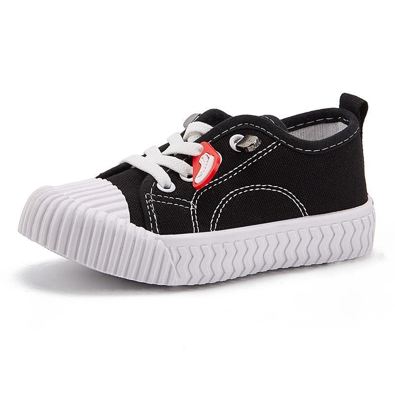 White Sneakers Children's Canvas Shoes Lace Up Korean Kids Shoes Flats Boys Girls Slip On Loafers Toddler Plimsolls Big Size 35