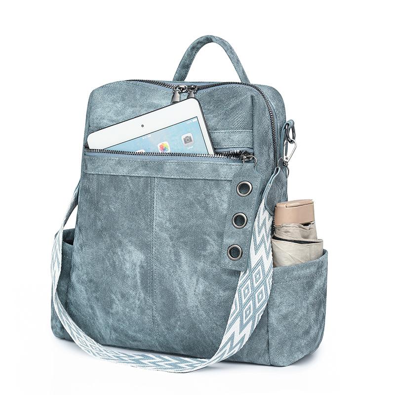 Mochila PU para Mujer Mochila de Gran Capacidad Bolso de Hombro Multifunción