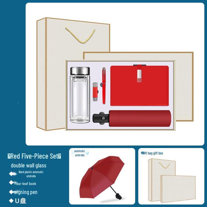 Business Gift Set with Glass Cup, Umbrella & Accessories