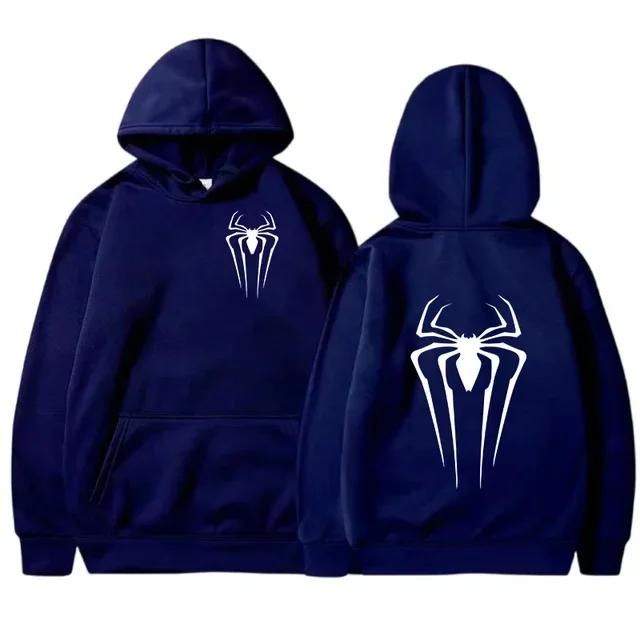 Autumn and winter new men's and women's pullovers, street spider printed sportswear, hoodies, casual loose and warm hoodies