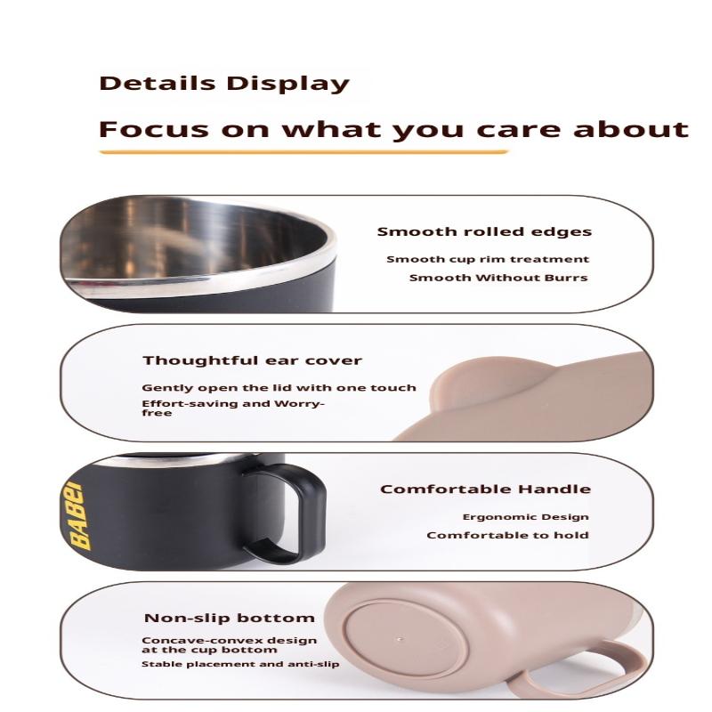 304 Edelstahl Thermobecher Doppelschichtig Hitzebeständig Vakuumflasche 400ml Mit Deckel Kaffeetasse Büro