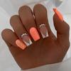 Orange & White French Rhinestone Color-Changing Dragon Glitter Nail Stickers - Finished False Nails