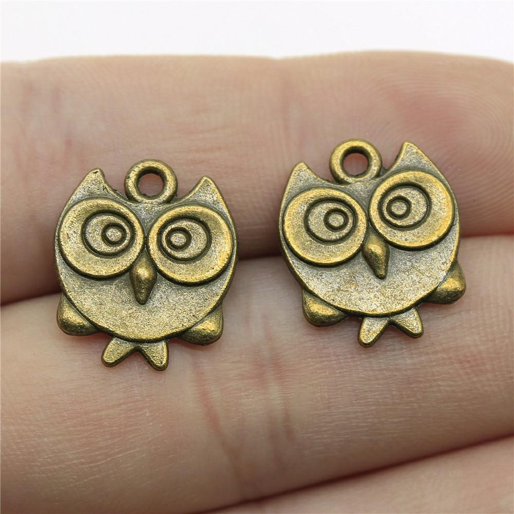 10pcs Vintage Antique Bronze Color Plated Owl Charms Pendant For Necklace Keychain Making DIY Crafts