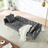 Modern Velvet Two-seater Sofa, 3-level Adjustable Backrest, 2 Included Cushions, Sturdy Metal Legs, Soft & Comfortable for Living Room, Gray