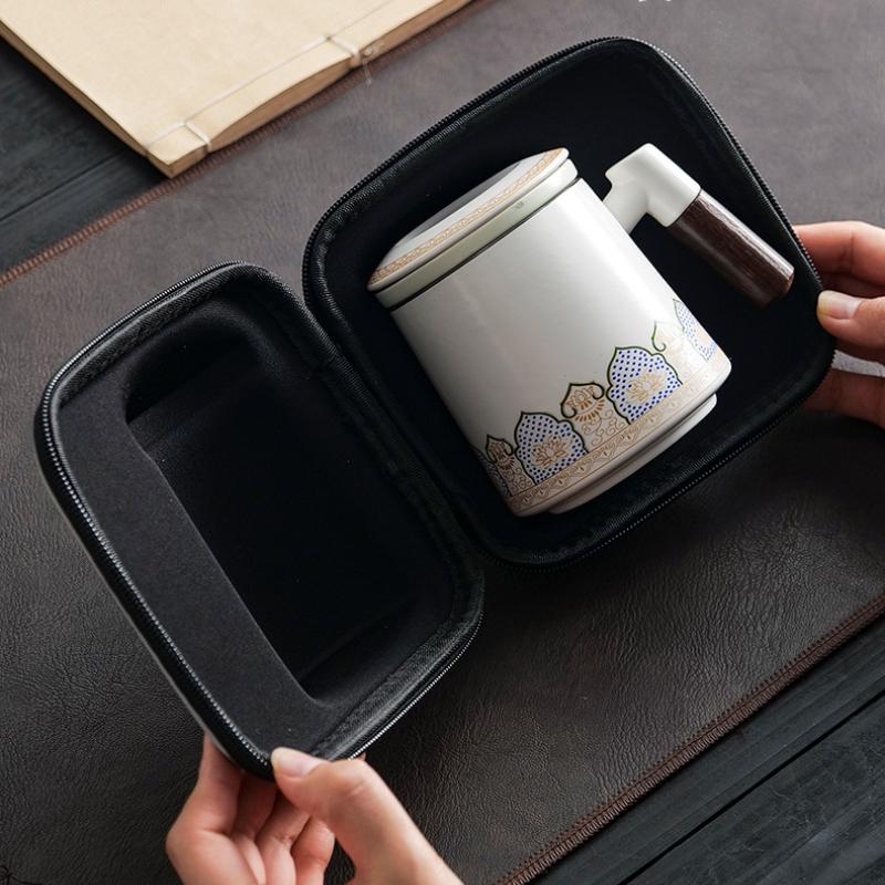 350ml Thermostatic Ceramic Mug, Teacup Tea Separation Cup, Gift Box Ceramic Tea Sets Water Cup, 1 set