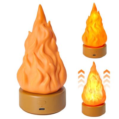 3D Fake Flame Lamp 3 Modes Adjustable USB Rechargeable Simulated Campfire Light Home Indoor Outdoor Tent Decorative LED Night Light