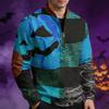 Men's Casual Retro Half Zip Long Sleeve Sweatshirt with Halloween Print