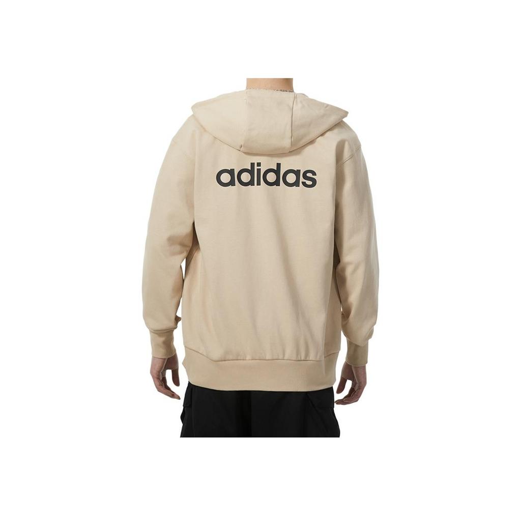 Adidas Letter Print Full Zip Long Sleeve Hoodie Men Hoodies Khaki JF3325
