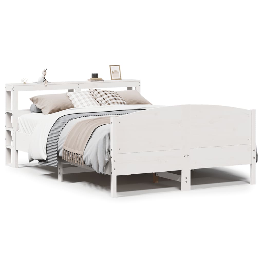 Vidaxl Bed Frame Without Mattress, White, 120X200 Cm, Pine Wood