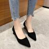 Fashion 2024 Women's Black Professional Pointed Toe Flats Rubber Upper Summer Season New Arrival High Heels Shoes for Fat Feet