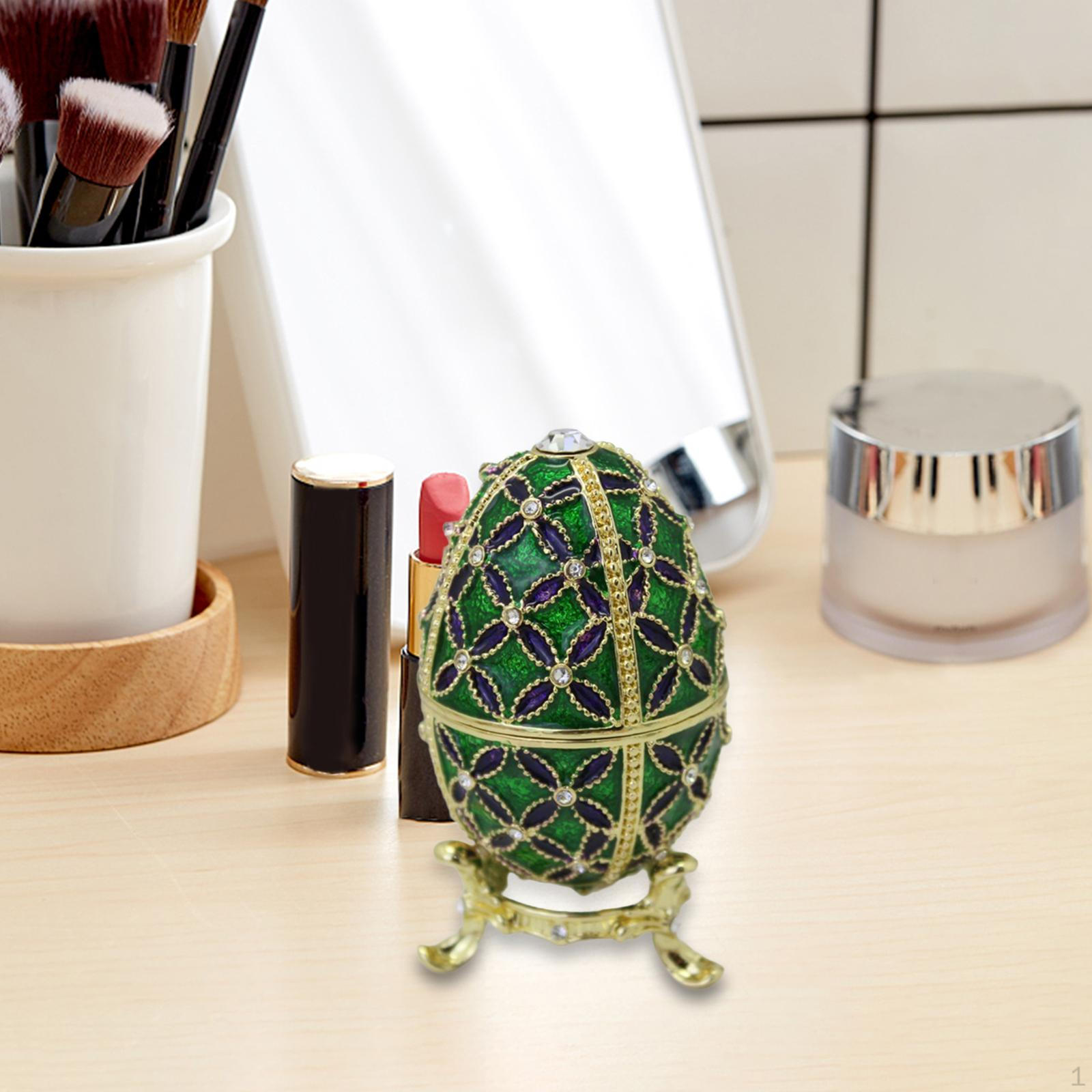 

Коробка для безделушек в виде пасхального яйца, винтажный дизайн, держатель для ювелирных изделий Фаберже зелёный
