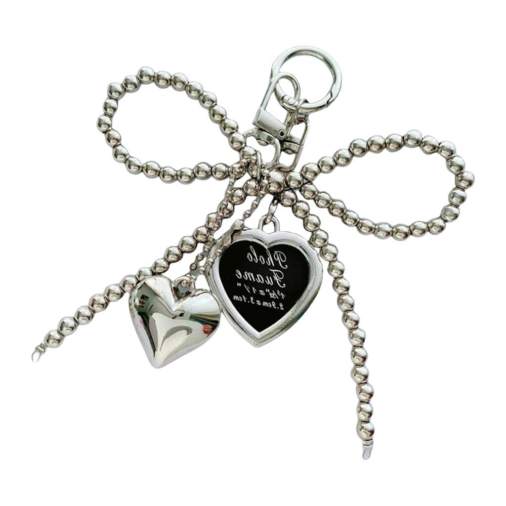 Lovely Heart Keychain Bows Keyring Korean Styles Bag Charm Bag Pendant Ornaments Car Keychain Handbag Charm Decorations