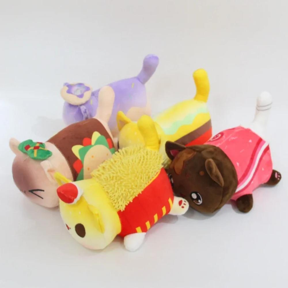 Meows Aphmau Plush Toys Aphmau Mee Food Cat French Fries Burgers Bread Sandwiches Stuffed Dolls Sleeping Plushie Pillow Gifts
