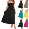 Damskie letnie modne sukienki z odkrytymi plecami i kieszeniami, w jednolitym kolorze i z plisowaną podszewką