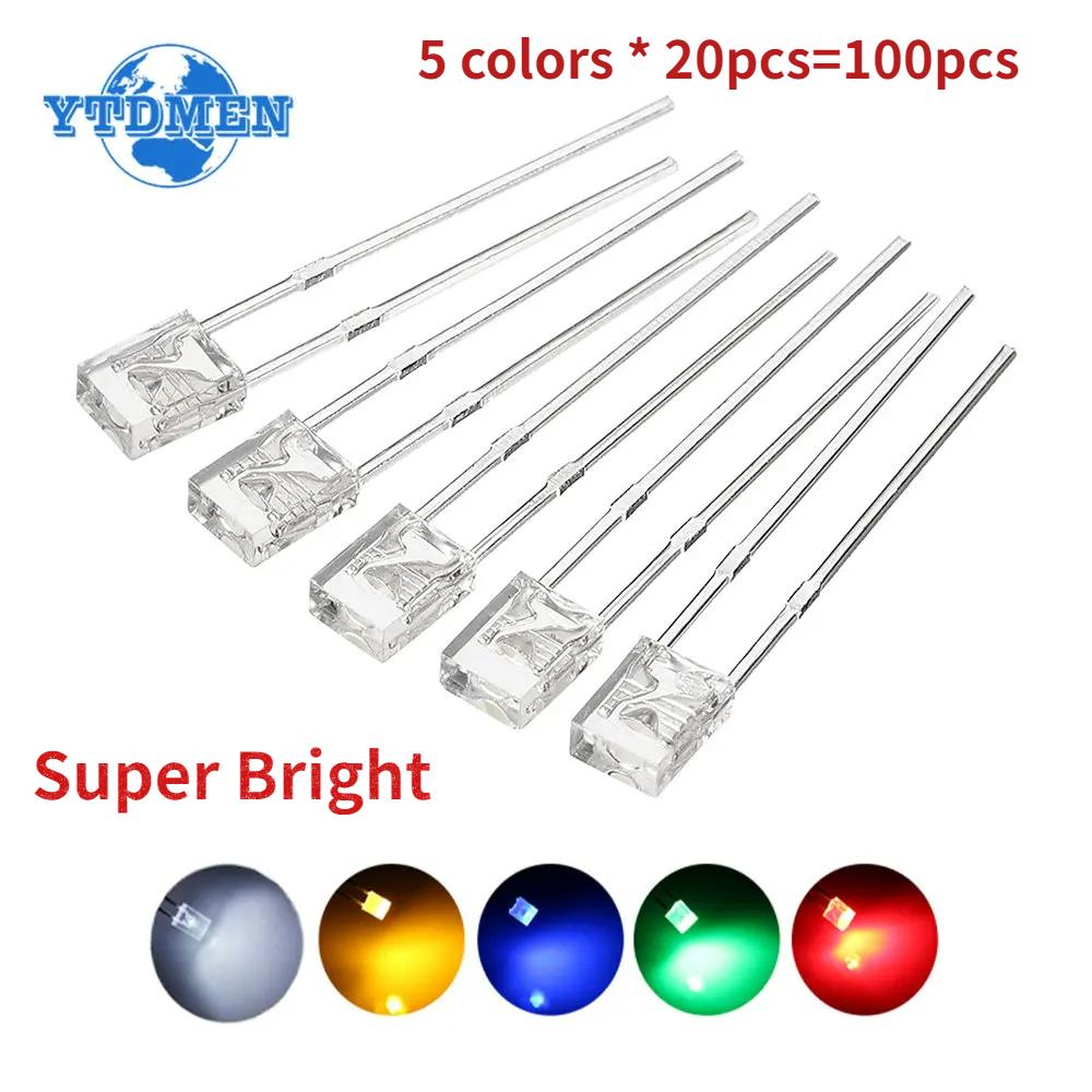 50/100pcs Super Bright 2*3*4mm LED Diode Kit Transparent Luminescence White Green Red Yellow Blue Led Lights Diodes 2x3x4mm