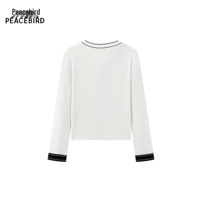 PEACEBIRD Women's V-Neck Contrast Trim Knit Cardigan