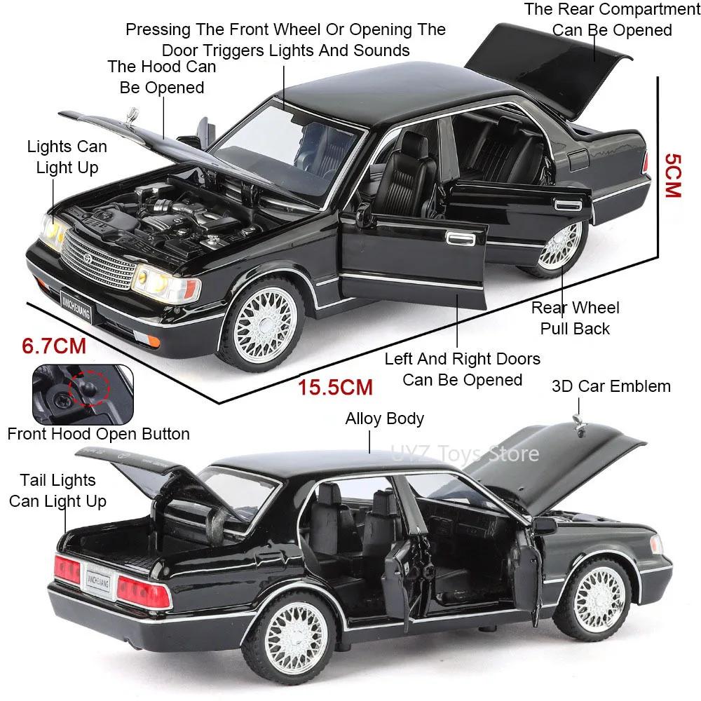1:32 Scale Corolla AE86 Crown Car Model Toy Metal Diecast Music Light Pull Back Doors Opened Vehicles Models Toys Kids Presents