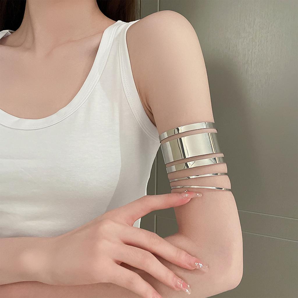Metallic Arm Bracelet Armlet Bangle for Women Upper Arm Cuff Bracelet Adjustable Armband Wedding Party Arm Accessories